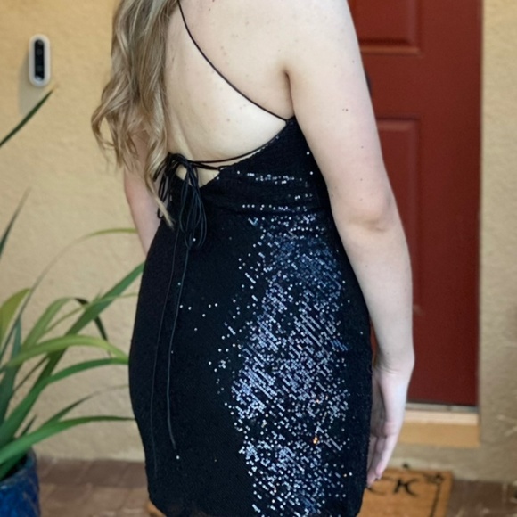 Black Mini Homecoming Dress - Picture 2 of 4